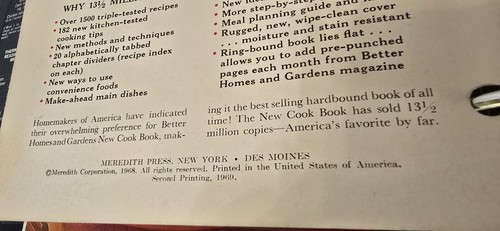 Vtg 1968 Better Homes and Gardens New Cookbook 5 Ring Binder Cook Book Recipes - Picture 9 of 21