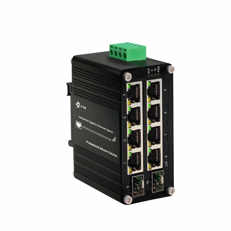 Gigabit 8-Port Network Switch (8×RJ45+2×SFP) Slots Industrial Ethernet Switch