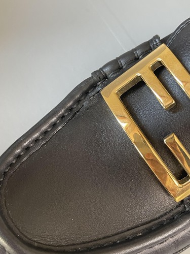 Fendi Halbschuhe Schuhe Damen Größe 38 Schwarz Leder FF Logo Schnalle Made in Italy - Bild 14 von 14