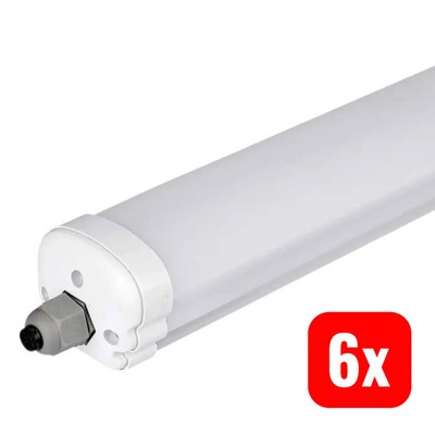 V-TAC LED-Feuchtraumleuchte LED-Röhre VT-6076 Neutralweiß Weiß 18W EEK E 6 STÜCK