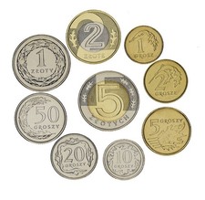 Poland set of 9 coins 2006-2013 UNC 1, 2, 5, 10, 20, 50 grosz, 1, 2, 5 zloty