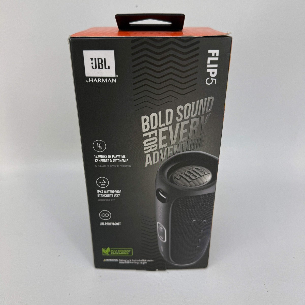 JBL Flip 5 Portable Waterproof Speaker - Midnight Black for sale