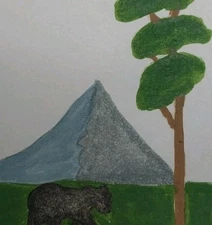 GAT Original Hand Painted Painting 8x10  Modern Mountain Landscape  BEAR Art 