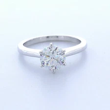 Solitaire Engagement Ring Classic 18K Gold 1.36 CT Round Lab-Grown Diamond D VS2