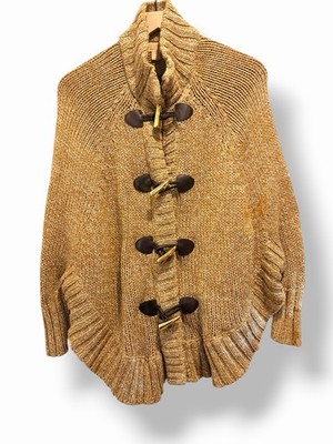 Michael Kors Chunky Knit Toggle Cardigan Cape XS Oversized Zip Quiet Luxury