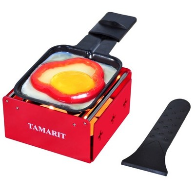 Personal Raclette Grill Portable Candlelight Cheese Melter Pan Red