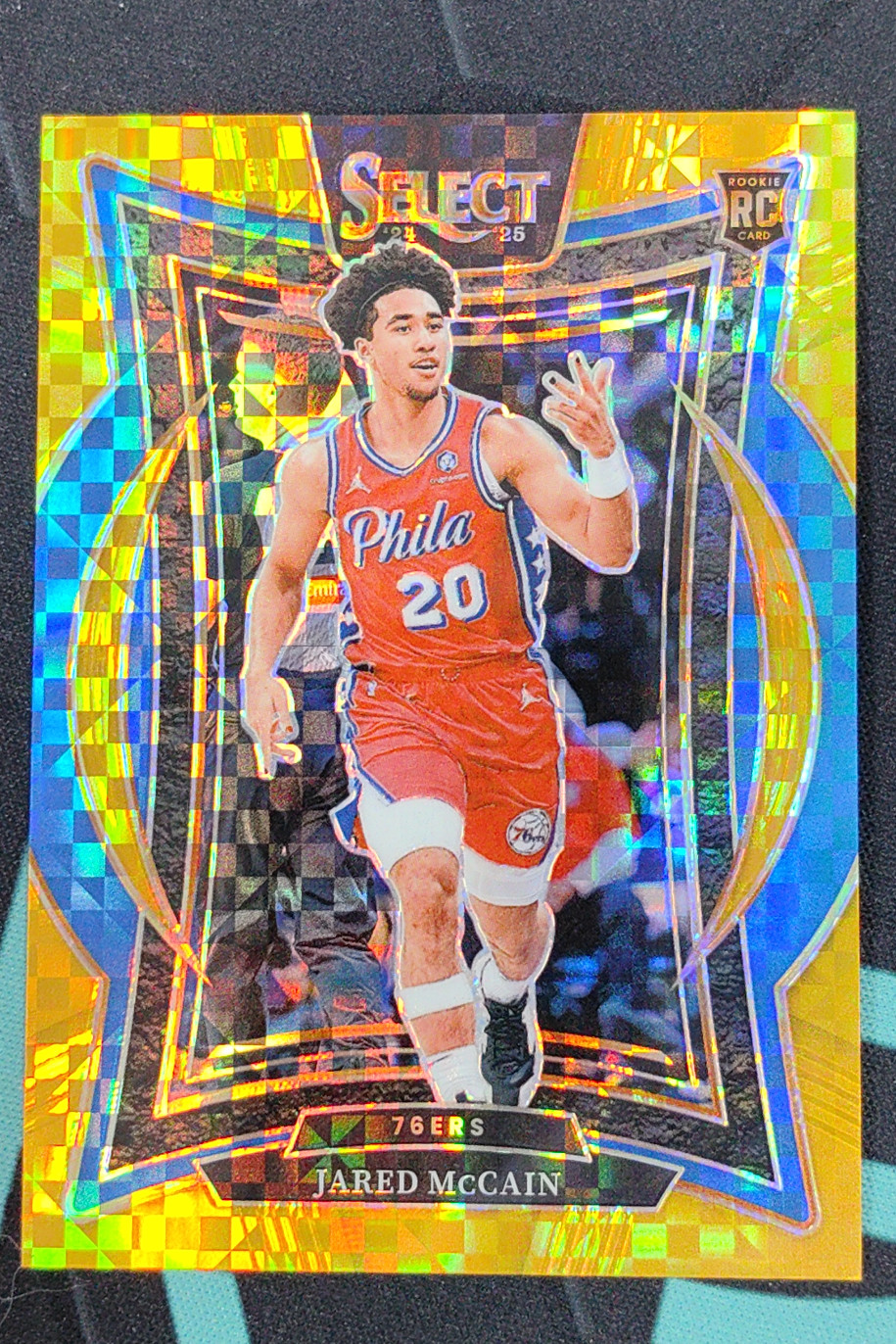 2024-25 Panini Select Jared Mccain Concourse Checker Gold Prizm RC /10 #82