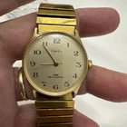 Vintage Timex Mens Watch, Wristwatch Gold-Tone Water Resistant Watch w/ Band