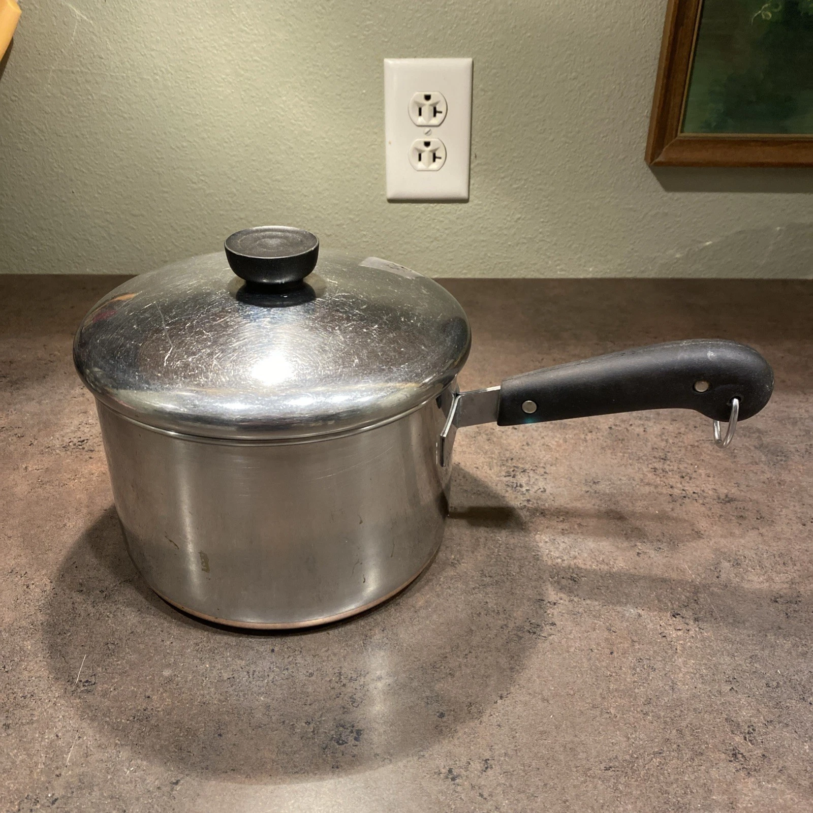 Revere Ware 1801 3 QT 83? Sauce Pan With Copper Bottom And Lid Clinton, IL USA