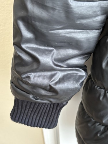 Abrigo acolchado negro Betsey Johnson hasta la rodilla cuello y puños tejidos TALLA M - Imagen 9 de 11