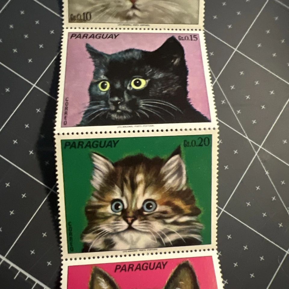 Набор марок Парагвая с кошками как новые без наклеек и следов - Изображение 4 из 4