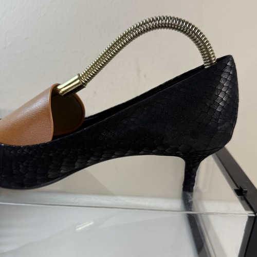 Dune Women's Reptile Print Animal Skin Kitten Court Shoes Size 6 Euro 39 Black - Picture 11 of 20