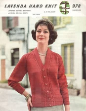 Lister Wools 978 LAVENDA HAND KNIT SWEATER Size 36"-40" Single Knitting Pattern
