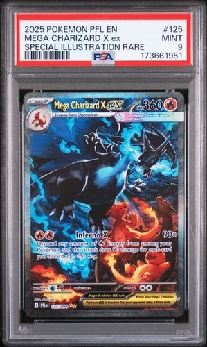 2025 POKEMON PFL SPECIAL ILLUSTRATION RARE MEGA CHARIZARD X EX #125 PSA 9