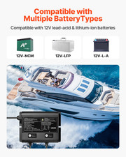Marine Battery Charger, 2-Bank, 5A 12V Onboard Boat Charger, Trailer