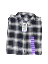 Eddie Bauer Men's Bristol Flannel Shirt Size XXL Black Plaid Button Down NWT