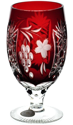 1 Ajka Marsala Ruby Red Cut to Clear Crystal Tea Beverage Goblet New No Box