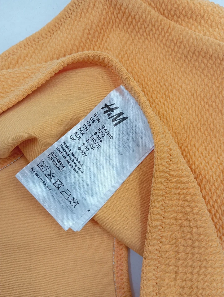 H&M Bikini Fille Orange Texturé Été Plage (EU 134) - Photo 3/4