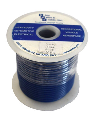 BWC 114-1C 14 Gauge Single Conductor 100' Wire Spool Blue Ground Wire 14ga