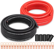4 Gauge CCA Wire 50FT with Lugs Heat Shrink Battery Power Ground Car RV Amp Wiri