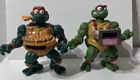 1993 Vtg Mirage TMNT Pizza Tossin 5” Action Figure 2pcs Raphael & Michelangelo