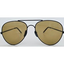 VINTAGE NEW 1970's Black Frame with Brown Tinted Lens Aviator Sunglasses