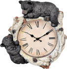 Black Bear Cubs on Birch Woodland Style Wall Clock Cabin Lodge Decoration 13.3"
