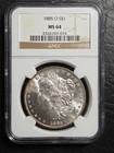 Beautiful 1885 O Morgan Silver Dollar NGC Graded MS 64