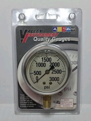 #ad Valley Instrument Glycerin Filled Pressure Gauge 3000 PSI Part # 53708 $21.21