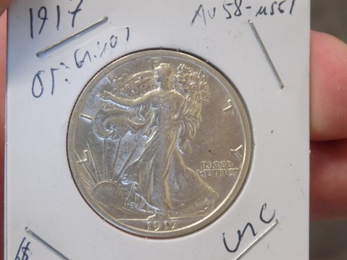 WALKING LIBERTY HALF 1917 RARE BLAZING FORSTY WHITE UNC - Picture 3 of 7
