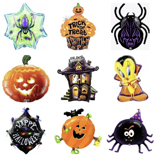 Halloween Balloons XL Spider Ghost Witch Pumpkins Skull Foil Mylar Balloons - Picture 1 of 20