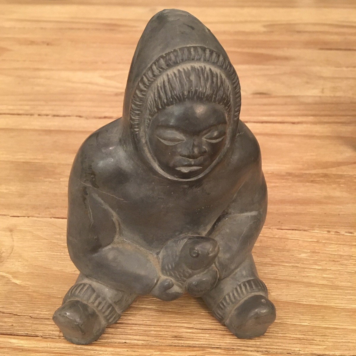Soapstone Carving Inuit with Fish 6.5” | eBay