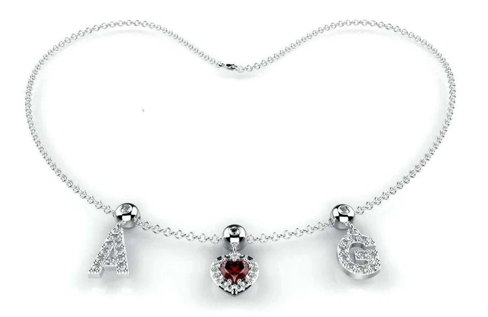 Collana con lettere Argento 925 rodiato anallergico zirconi brillanti donna - Immagine 4 di 4