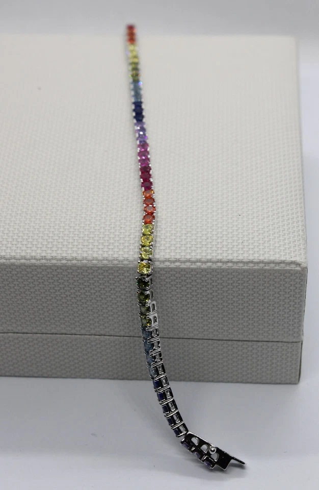 BRACCIALE TENNIS RAINBOW UNISEX RODIATO ARGENTO MM 2,5 CM 16 18 20 EXPLOIT - Immagine 2 di 4