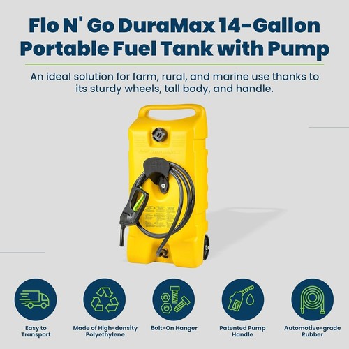 Scepter Portable Diesel Fuel Tank, Gas Storage Caddy with Pump & Hose, 14 Gallon - Picture 2 of 8