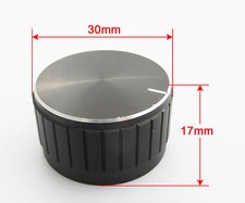 5pcs 30x17mm Black Circular Knob Aluminium Cover for Audio Volume Tone Control