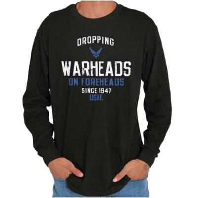 US Air Force USAF Logo Warheads On Foreheads Long Sleeve Tshirt for Men or Women