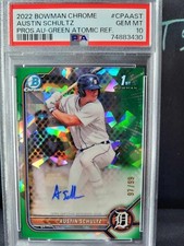 Austin Schultz 2022 Bowman Chrome 🔥 1st Auto Green Atomic /99 PSA 10 🔥 Tigers