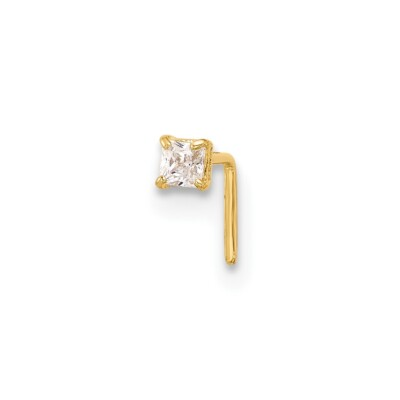 #ad Real 14kt Yellow Gold 22 Gauge 2.5mm Princess Square CZ Nose Stud $70.55