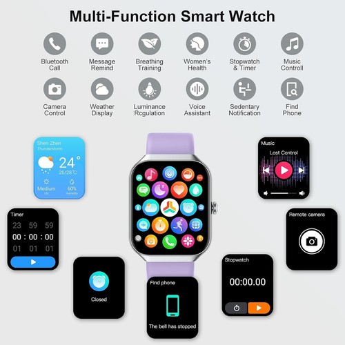 Montre Connectée HD Appel Bluetooth Etanche IP68 113+ Modes Sport Cardio Sommeil - Photo 6/8
