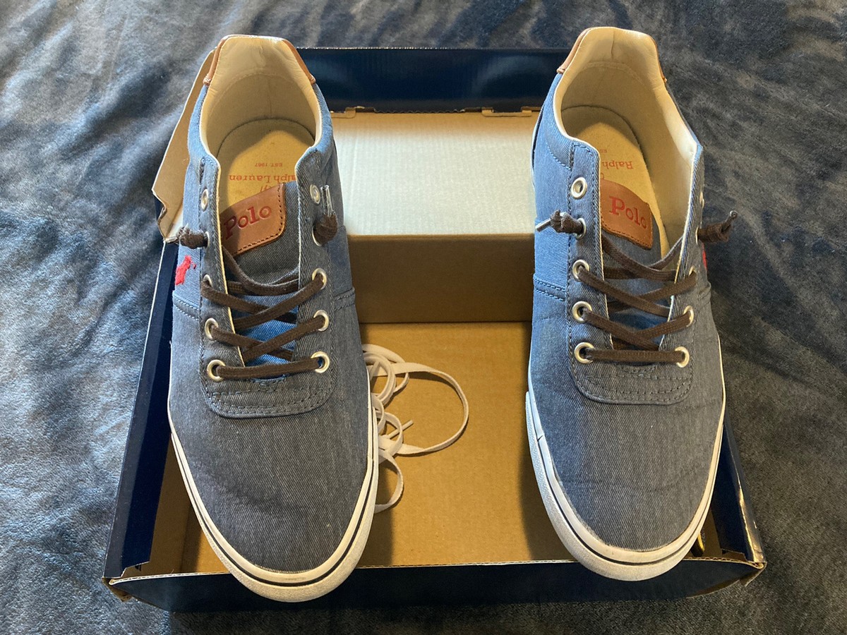 POLO RALPH LAUREN CLEAN DENIM BLUE NAVY CANVAS DOCK SNEAKERS  display picture 3