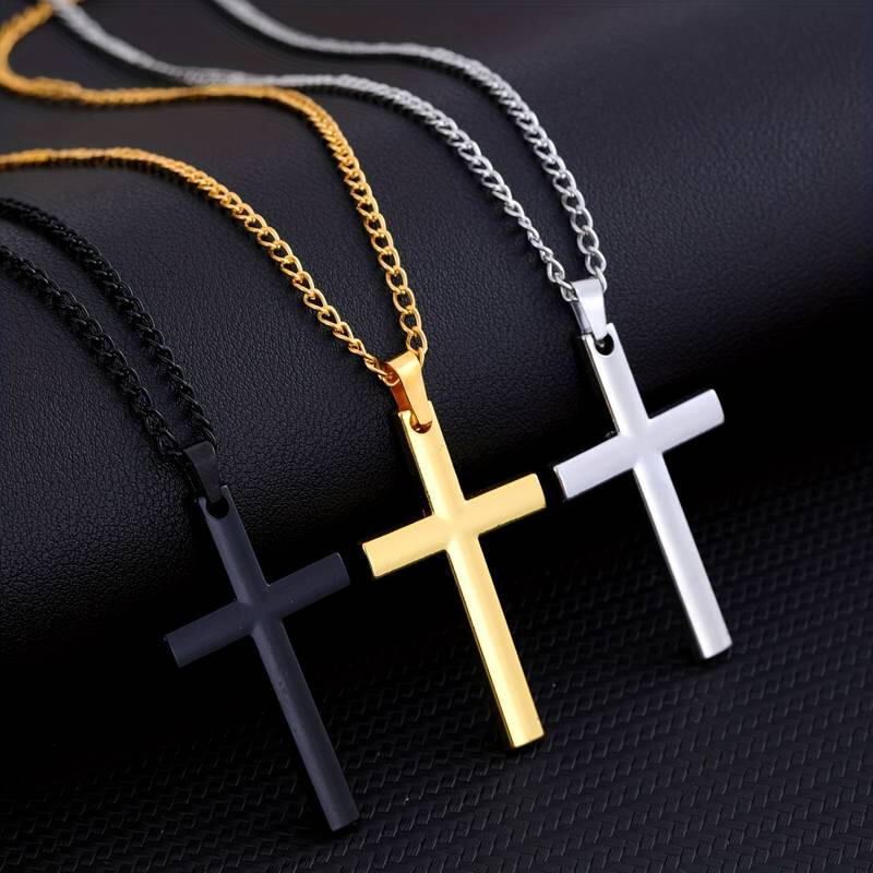 Halskette Kreuz Kette Kreuz Anhänger Herren Schmuck Jesus Kette Religiös *NEU*