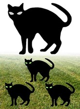 3 PK Halloween Black Cat Yard Signs with Stakes, Glowing eyes in the dark Decor