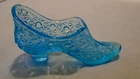 Fenton Blue Shoe Daisy & Button 3" Tall 6" Long Vintage