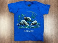 VINTAGE YOSEMITE RACCOON HALF DOME KIDS XS T SHIRT DEADSTOCK 90S TODDLER TEE BLU