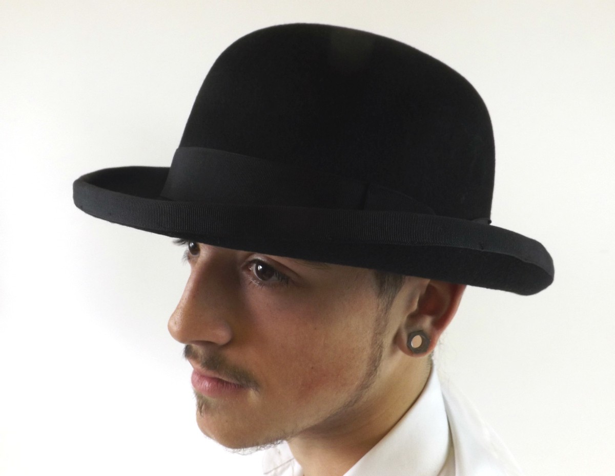 New Bowler Hat Black English Gentleman's Quality Wool Derby S M L