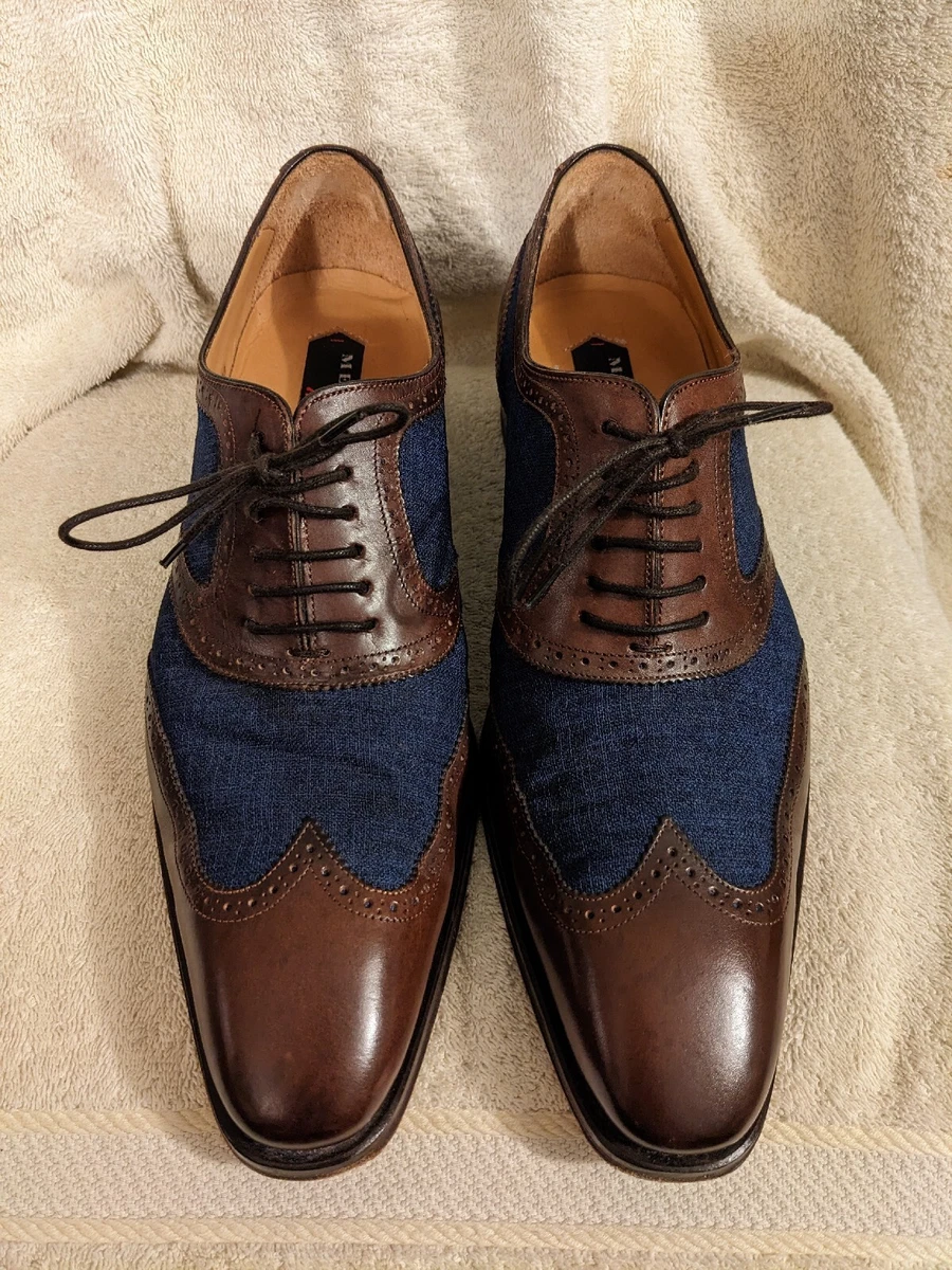 Mezlan Pasteur Wingtip Spectator Shoes Brown Blue Men s Size 10M