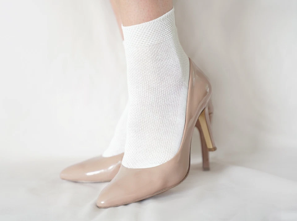 100% ORGANIC "Filo Scozia" COTTON Ladies' Socks 1 Pair Made in ITALY Sheer Silky - Image 3 of 4