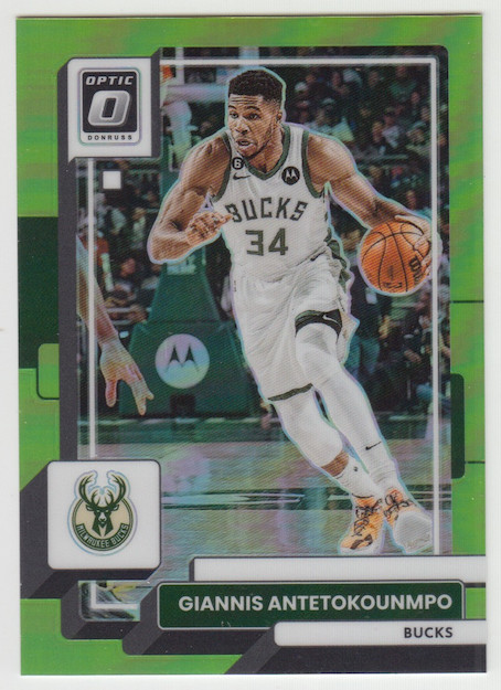 2022-23 Panini Donruss Optic Giannis Antetokounmpo #75 Lime Green Prizm 084/149