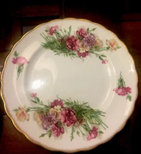 ANTIQUE TAYLOR & KENT SALAD/DESSERT DISH HAND PAINTED FLORAL & GOLD GILT 8” RD